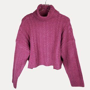 Double Zero Cropped Boxy Pink Turtleneck